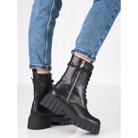 Shelovet women's workers with a decorative zipper on the upper black 1