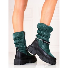 Women's Shelovet green snow boots black 1
