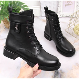 Black Filippo lace-up boots with a zipper 1