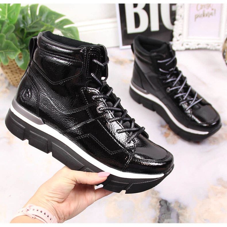 Black Bugatti women's platform sneakers 1