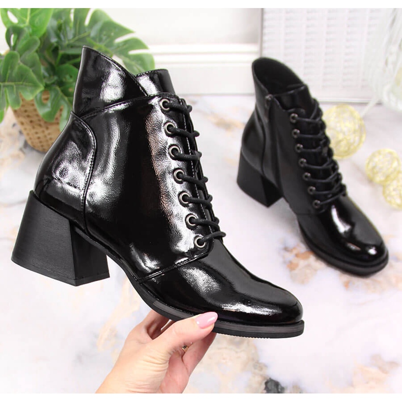 Black Vinceza women's warm boots with decorative heels 1