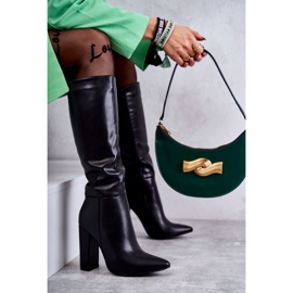 Classic Black Leather Boots On Heel Tressa 2