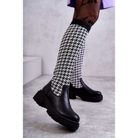 Women's Sock Boots Black-White Avira 1