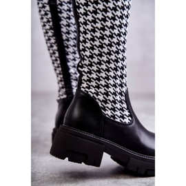 Women's Sock Boots Black-White Avira 2