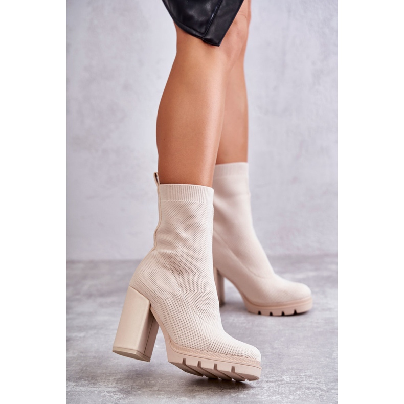 FB2 Women's Material Ankle Boots Beige Louve brown 1