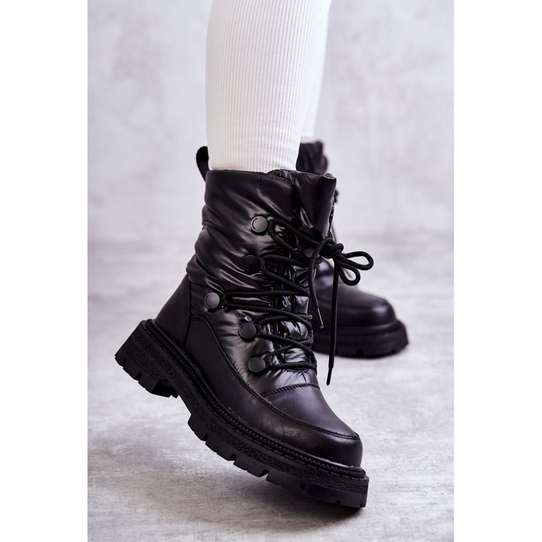 Women's Lace-up Snow Boots GOE KK2N4017 Black 2