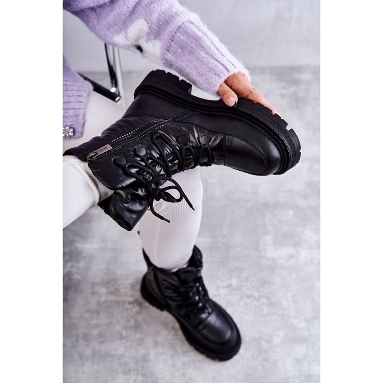 Women's Lace-up Snow Boots GOE KK2N4017 Black 1