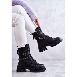Women's Snow Boots With Chain GOE KK2N4018 Black 1