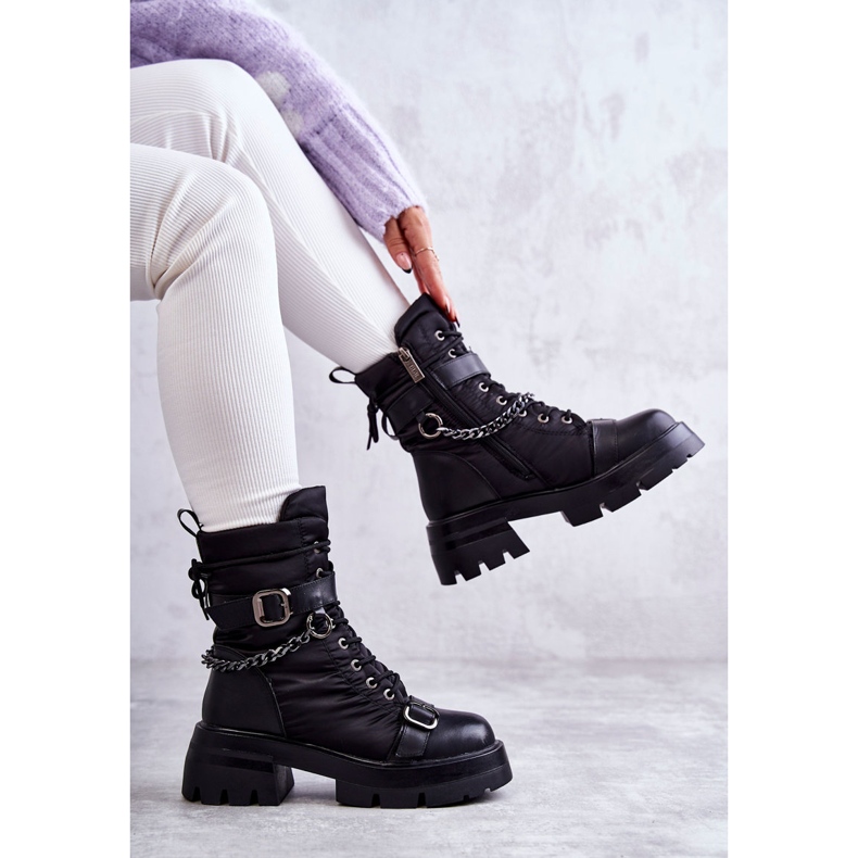 Women's Snow Boots With Chain GOE KK2N4018 Black 1