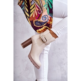 FE1 Leather boots on a pillar with a decorative belt, beige Maresol 2