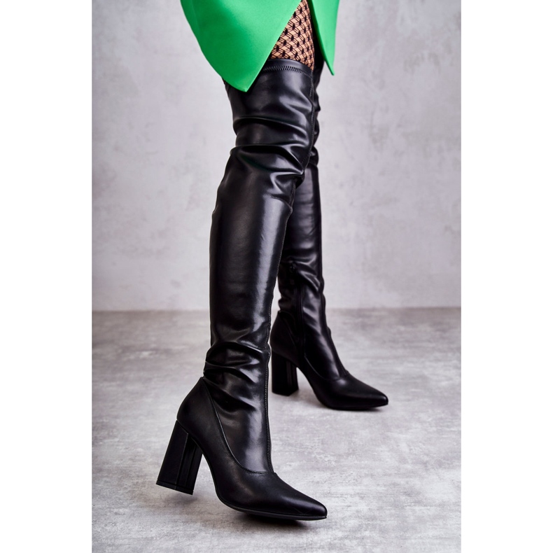 FS1 Leather High Heel Boots Black Casto 1