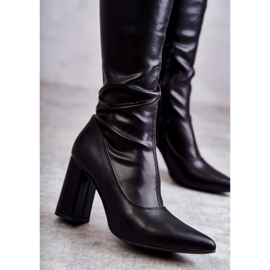 FS1 Leather High Heel Boots Black Casto 2