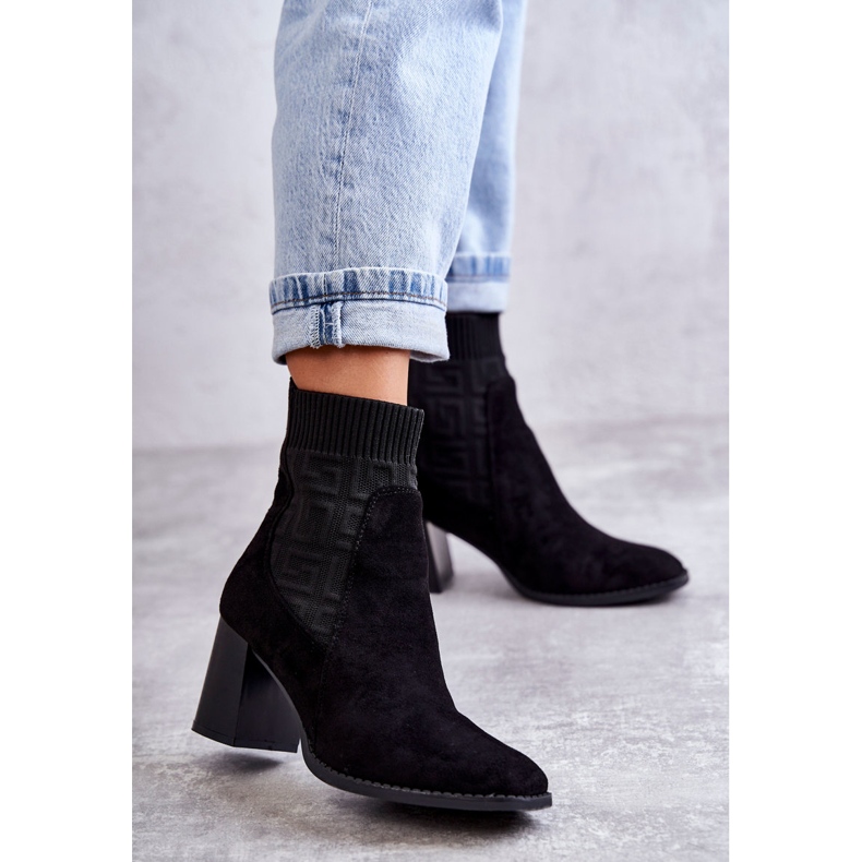 FE1 Women's Suede Boots With A Sock Black Montes 1