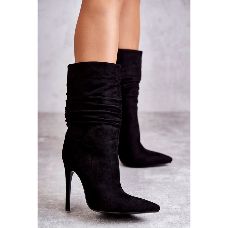 Women's Crinkled Black Boots 1