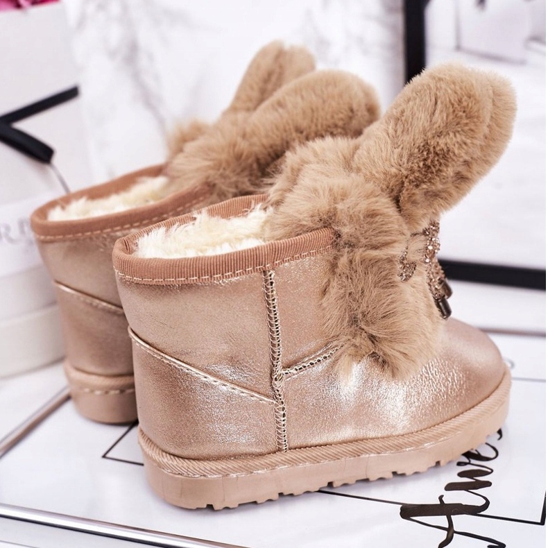 Children's Snow Boots With Fur With Ears Pink Gold Bunny golden 3