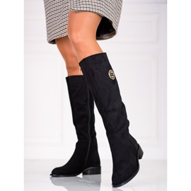 Black boots for women with a decorative Shelovet zipper 2
