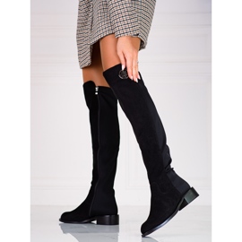 Women's Shelovet thigh-high boots with flat heels black 1