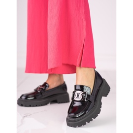 Black Shelovet women's moccasins made of patent leather 1