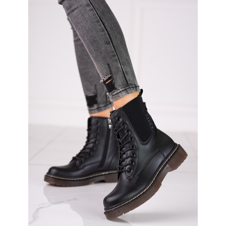 Women's Shelovet Jodhpur boots with lacing black 2
