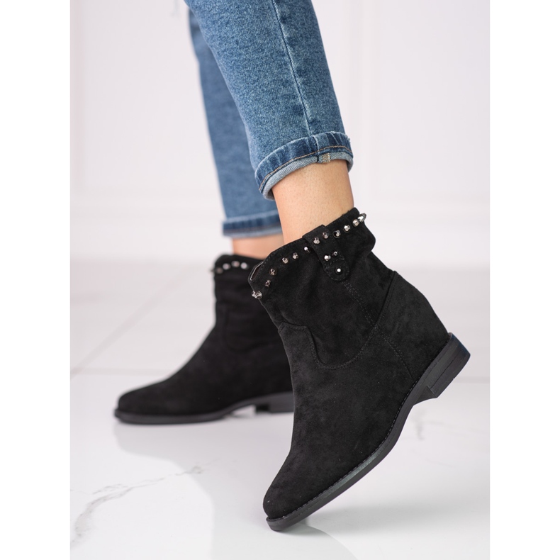 Women's suede boots on the Shelovet wedge black 2