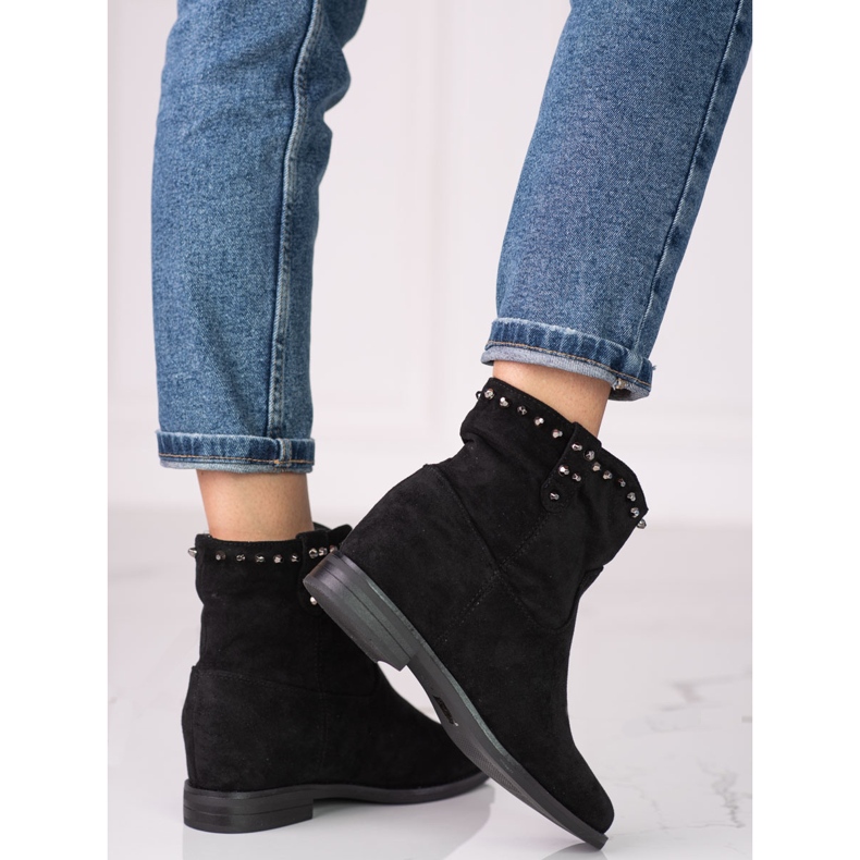 Women's suede boots on the Shelovet wedge black 1