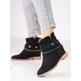Women's suede cowboy boots on a wedge Shelovet black 1