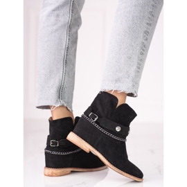 Women's suede cowboy boots on a wedge Shelovet black 2