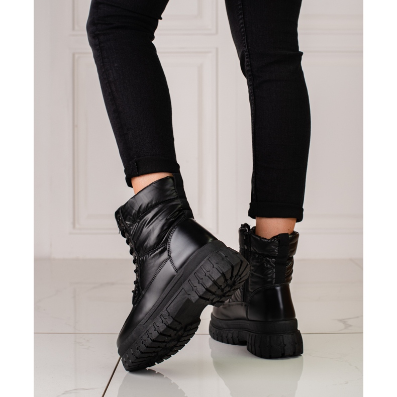 Women's black snow boots with Shelovet lacing 2 Women's black snow boots with Shelovet lacing 2