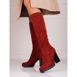 M.Daszyński Daszyński women's boots on a brown post red 1