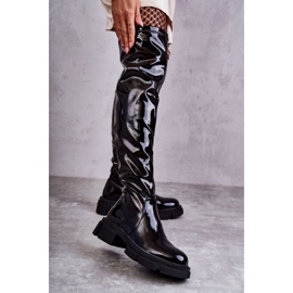 GOE Patent KK2N4023 Black Boots Over The Knee On A Flat Heel 1