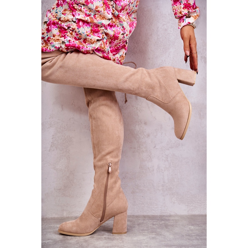 FE1 Classic Clarissa Beige Suede Thigh High Boots brown 2