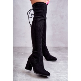 FE1 Classic Black Clarissa Suede Thigh High Boots 1