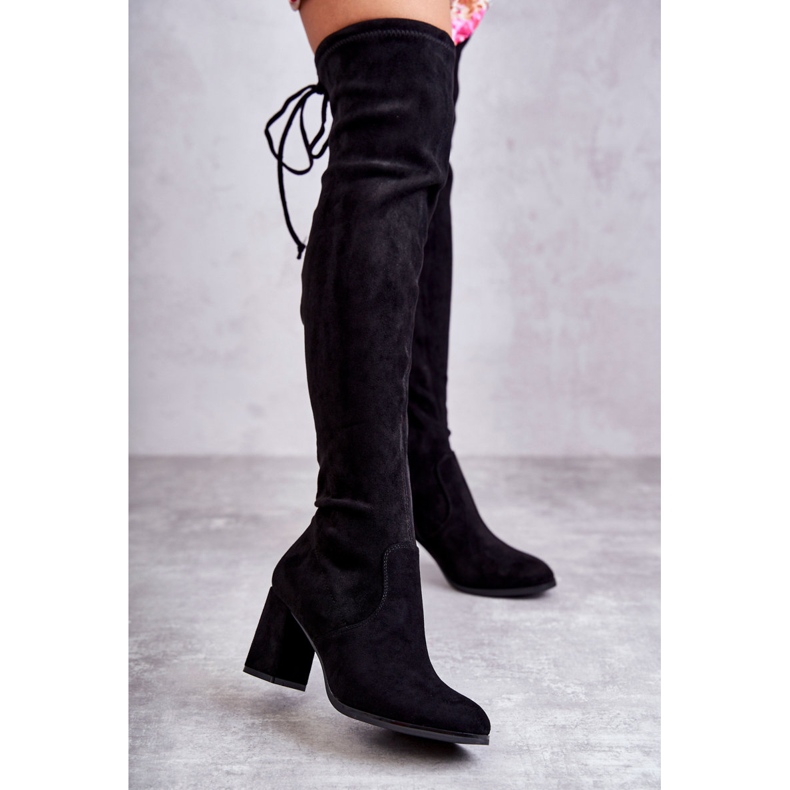 FE1 Classic Black Clarissa Suede Thigh High Boots 1