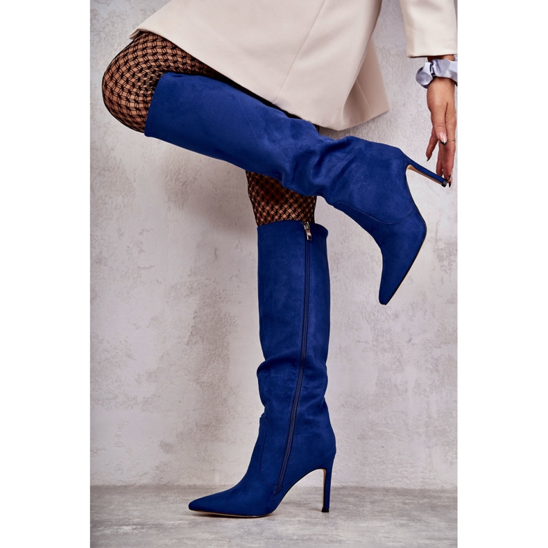 FS1 Suede Blue Carite High Heel Boots 1