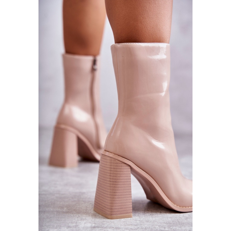 Women's Patent Leather Boots Beige Margit 2 Women's Patent Leather Boots Beige Margit 2