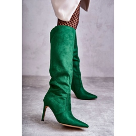 FS1 Suede Green Carite High Heel Boots 1 FS1 Suede Green Carite High Heel Boots 1