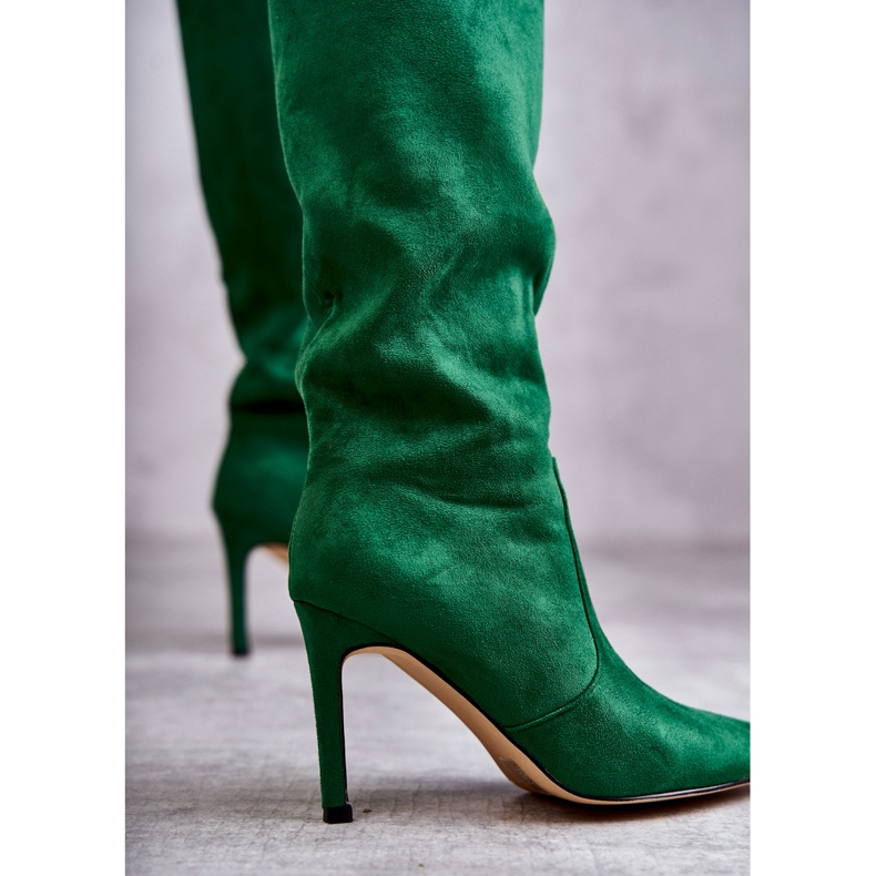 FS1 Suede Green Carite High Heel Boots 2 FS1 Suede Green Carite High Heel Boots 2