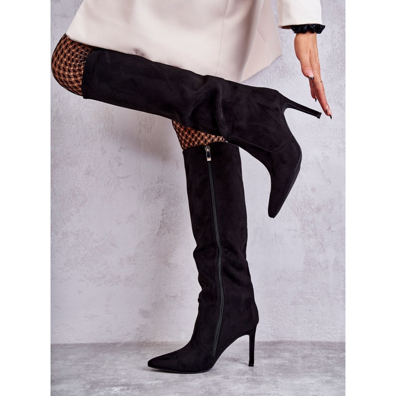Black Carite Suede High Heel Boots 2