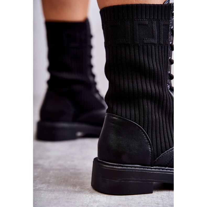 Women's Boots With A Sock On A Flat Heel Black Liam 2