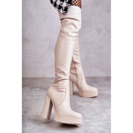 Leather High Boots On Beige Katrina Platform 1