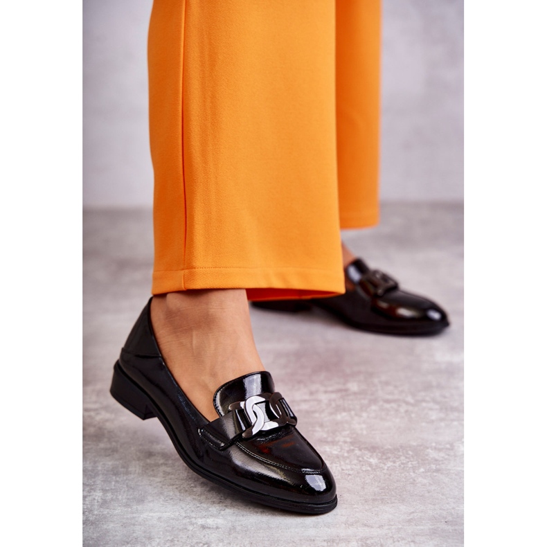 Vinceza Fashionable Lacquered Shoes Loafers Black Trine 1 Vinceza Fashionable Lacquered Shoes Loafers Black Trine 1