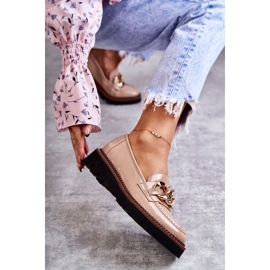 Vinceza Lacquered Loafers On Reidun Beige Platform brown 1