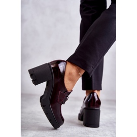 PL5 Elegant shoes on a pillar with a silver decoration, burgundy Harmell red 2