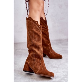 Andreia Brown Suede Knee-High Boots 1