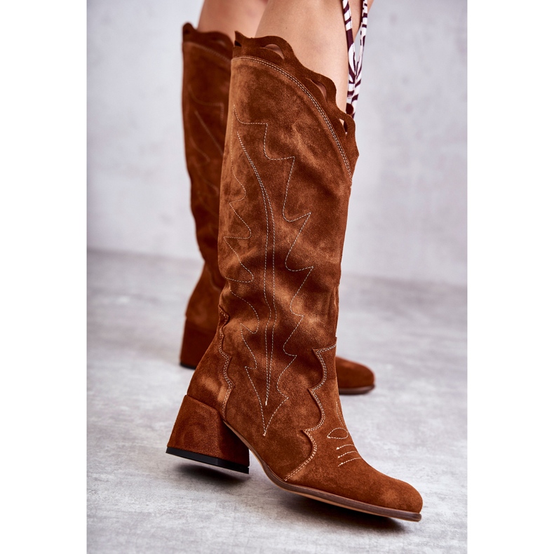 Andreia Brown Suede Knee-High Boots 2
