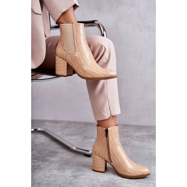 Snake Leather Booties La.Fi 260038BE-XC Beige 1