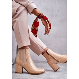 Snake Leather Booties La.Fi 260038BE-XC Beige 2
