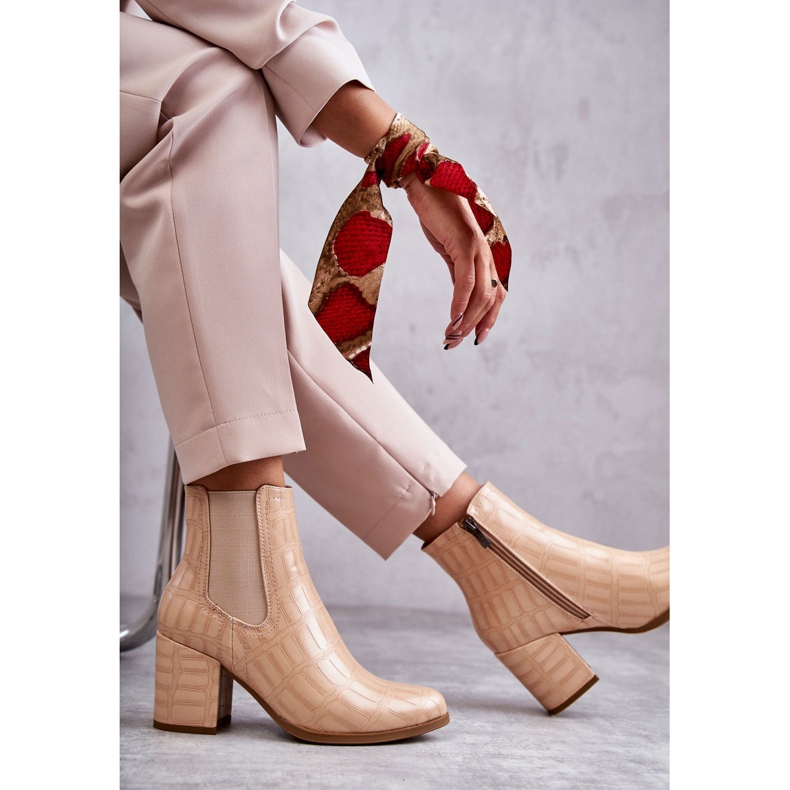 Snake Leather Booties La.Fi 260038BE-XC Beige 2