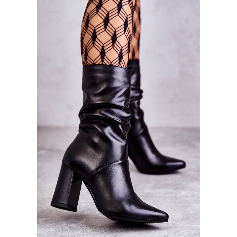 Leather Boots On High Heel Laura Messi 2560 Black 1