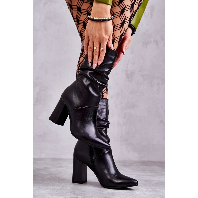 Leather Boots On High Heel Laura Messi 2560 Black 2